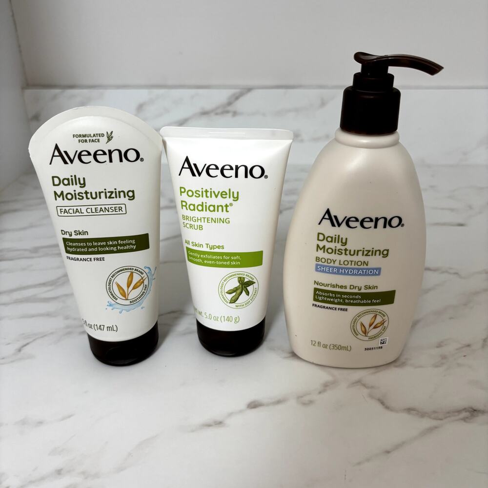 Lot of 3 Aveeno Lotion Facial Cleanser and Scrub